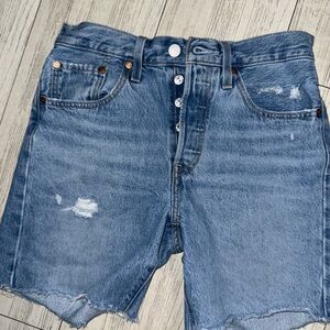Distressed Blue Denim Shorts
